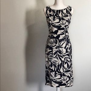 Ann Taylor Navy Blue & White Career Dress